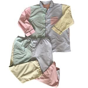 Brooks Brothers Cotton Fun Stripe Pajama Set XXL Pastel Striped Sleepwear